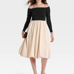 a new day Black and Cream Off-Shoulder Mini Dress